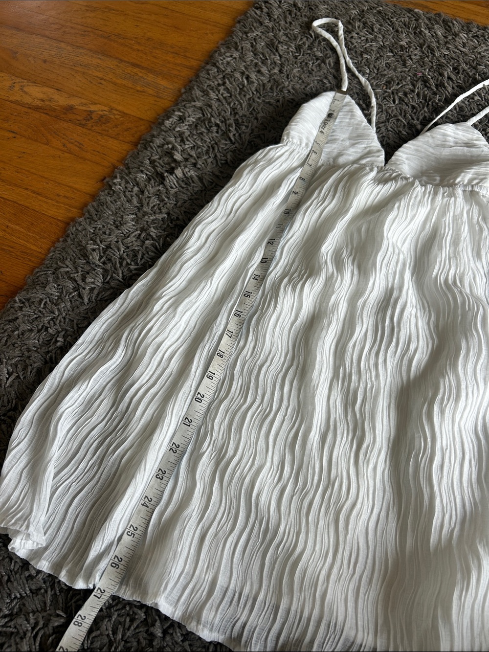 NWOT Princess Polly Matea White Crinkle Spaghetti Strap Mini Dress Size 4 - Picture 8 of 13
